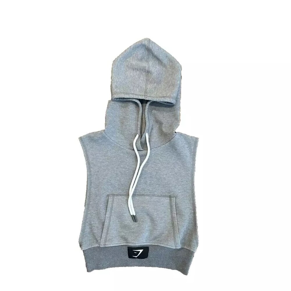 Gymshark Sleeveless Hoodie Gray Graphic Size Small NEW Workout Running Athletic
